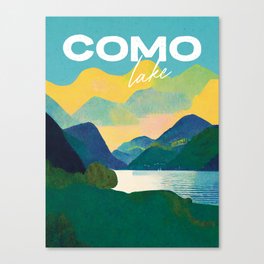 Lake Como Old Travel Poster Retro Canvas Print