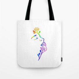 Rainbow Flower Face Tote Bag