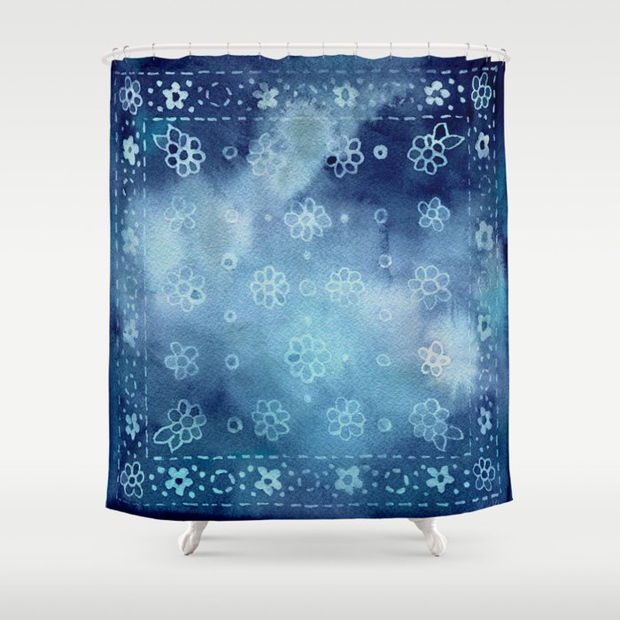 Faded Blue Bandana Shower Curtain