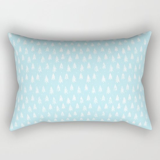 Merry christmas- abstract winter pattern with white trees and snow Rectangular Pillow