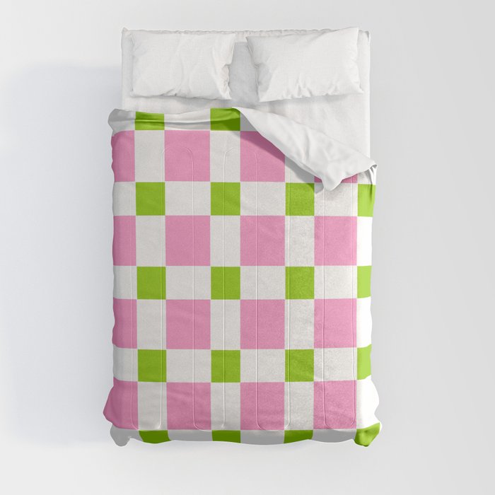 square and tartan 76- green and pink Comforter