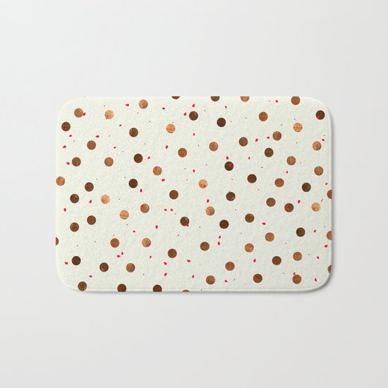 Copper Polka Dots With Red Hint Pattern Bath Mat