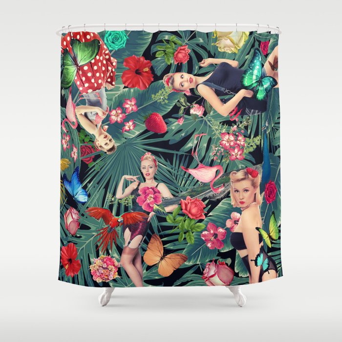 vintage tropical fun sexy  Shower Curtain