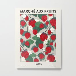 Fruit market Paris retro inspiration Metal Print | Strawberries, Kitchen, Plants, Flowermarket, France, Illustration, Botany, Fruits, Botanical, Paris 