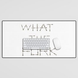 WHAT THE FORK design using fork images to create letters  Desk Mat