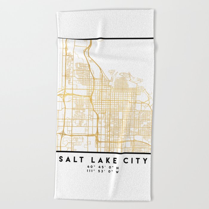 SALT LAKE CITY UTAH CITY STREET MAP ART Beach Towel