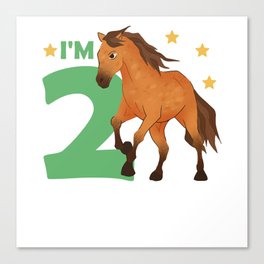 Children 2nd Birthday Horse Two Years Old Rider Canvas Print