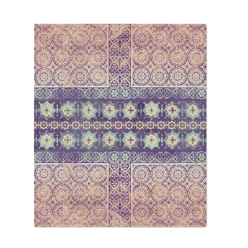 Tile Patchwork With Center Star Line Pale Throw Blanket by mpzstudio