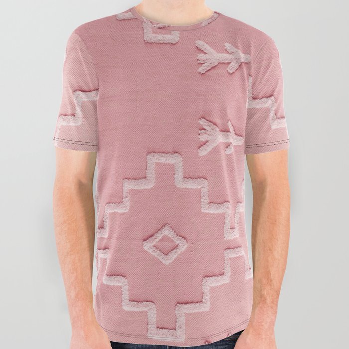 Pink Oriental Vintage Moroccan Carpet style All Over Graphic Tee