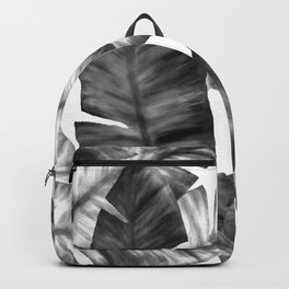 Black And White Tropical Banana Leaves Pattern Backpack | Graphicdesign, Summerdesign, Tropicalplant, Bananaplant, Summerpattern, Curated, Blackandwhitepattern, Tropicalleaves, Tropicalleavespattern, Leavesdesign 