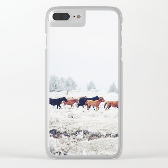 Winter Horse Herd Clear iPhone Case