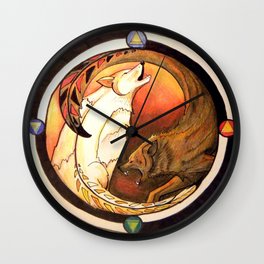 Two Wolves Wall Clock