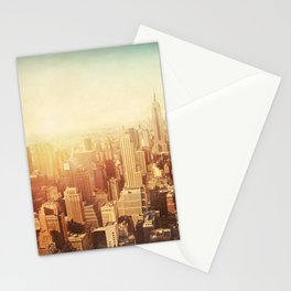 Vintage image of New York City Manhattan skyline at sunset.  Stationery Card