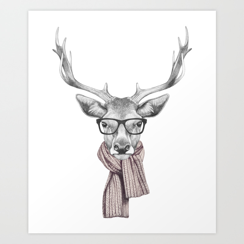 Portrait Of Deer With Glasses And Scarf Art Print By Victorianovak Society6 Download for free from a curated selection of cool wallpapers for your mobile and desktop screens. portrait of deer with glasses and scarf art print by victorianovak