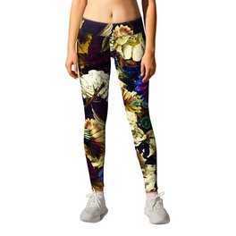 hummingbird paradise ethereal autumn flower pattern fn Leggings