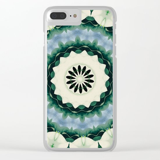 Cerulean Blue and Sacramento Green Mandala Clear iPhone Case