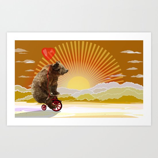 Big Bear with bicycle iPhone 4 4s 5 5s 5c, ipod, ipad, pillow case and tshirt Art Print