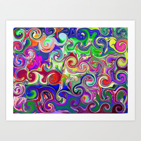 Neon Van Gogh Sky Art Print