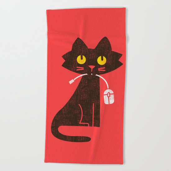 Fitz - Hungry hungry cat (and unfortunate mouse) Beach Towel