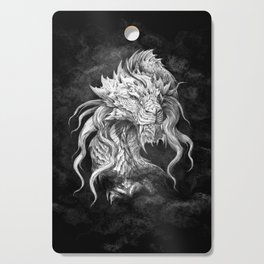 Dark Side Japanese Dragon portrait on black background | Graphit Cutting Board