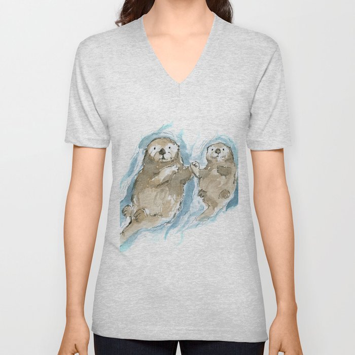 Sea otters V Neck T Shirt