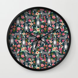 Pit Bull Terrier florals must have dog art pet friendly gifts for pit bull owners cute illustration  Wall Clock