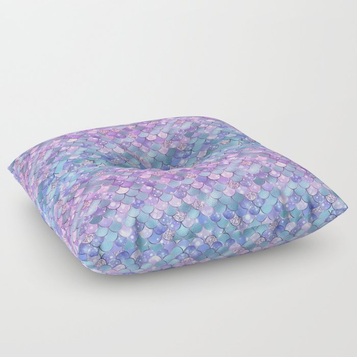 Pink Blue Mermaid Pattern Luxury Floor Pillow