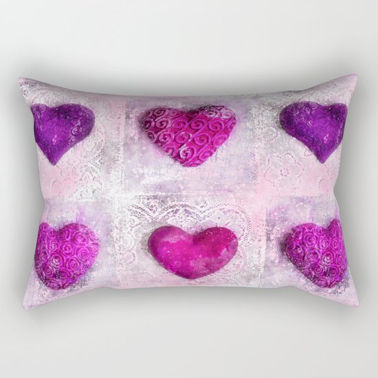Pink Passion colorful heart pattern Rectangular Pillow