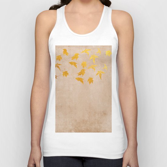 Gold leaves on grunge background - Autumn Sparkle Glitter design #Society6 Unisex Tank Top