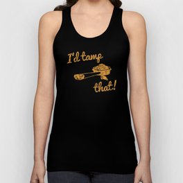 I'd Tamp That! (Espresso Portafilter) // Mustard Yellow Barista Coffee Shop Humor Graphic Design Tank Top