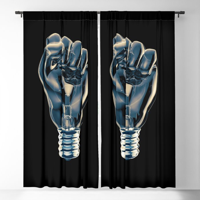 Protest fist light bulb / 3D render of glass light bulb in the form of clenched fist Blackout Curtain