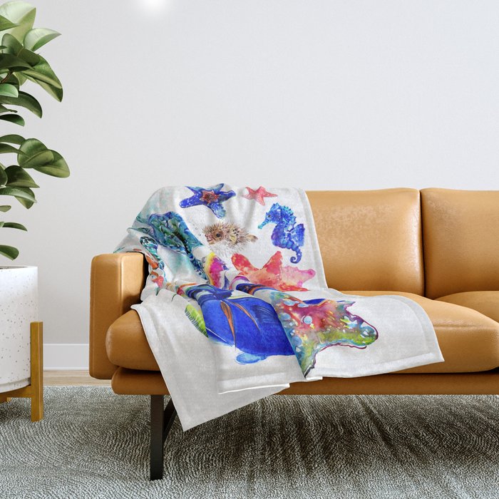 Sea World Underwater Scene coral sea beach tropical ocean sea beach house design Throw Blanket