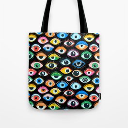 Mystic Eyes Pattern #mystic Tote Bag | Eyeball, Evil, Mysticeyes, Magic, Mystic, Evileye, Cartoon, Black, Charm, Magical 