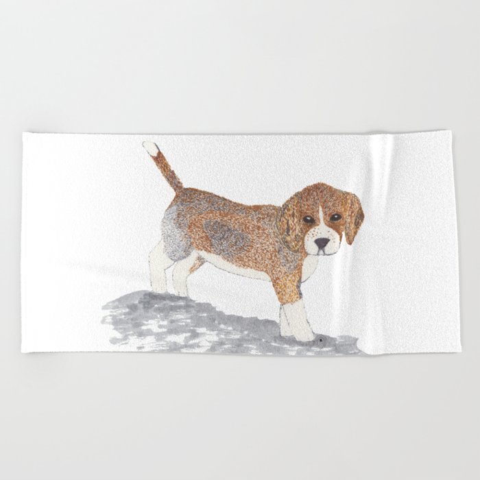 Beagle Puppy Beach Towel by Mary Click Society6