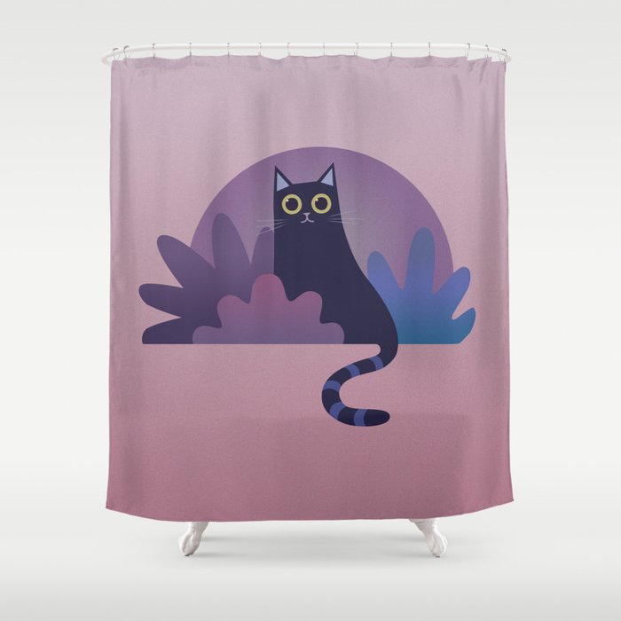 The cat and the moon Shower Curtain