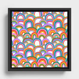 Diverse colorful rainbow seamless pattern illustration Framed Canvas