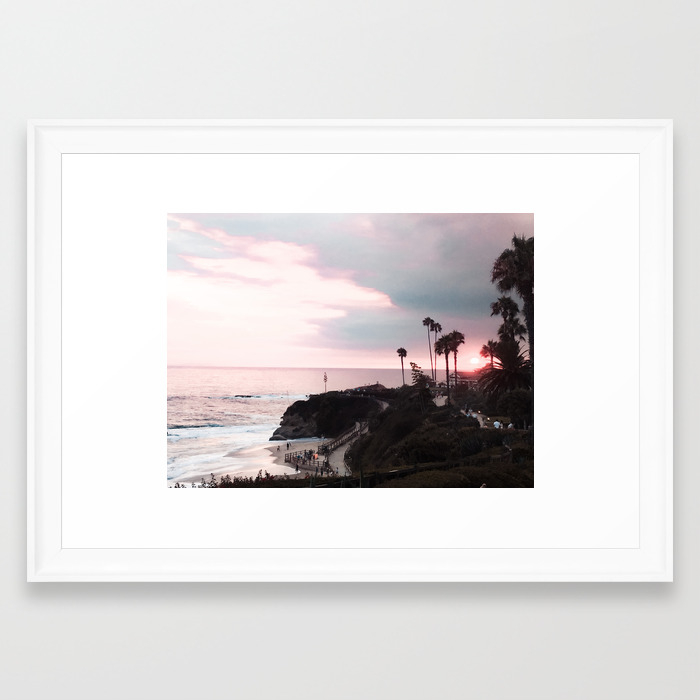 Laguna Beach Lofi Relaxed Aesthetic Pinkish Sunset Palm Trees Hippie Ocean Horizon Waves Framed Art Print By Njesau Society6 Poslednie tvity ot city of laguna beach (@lagunabeachgov). society6