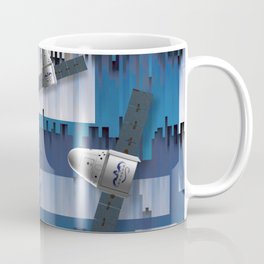 SpaceX Dragon. Coffee Mug | Digital, Pattern, Spacetravel, Shuttle, Rockets, Travel, Satellites, Graphicdesign, Blues, Solarpanels 
