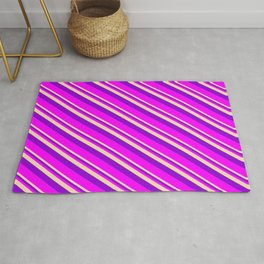 [ Thumbnail: Tan, Dark Violet & Fuchsia Colored Lines Pattern Rug ]