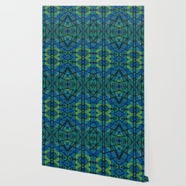 Kaleidoscopic Lattice Blue Wallpaper