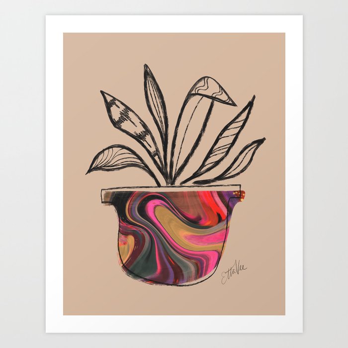 EttaVee Plant Beige Art Print
