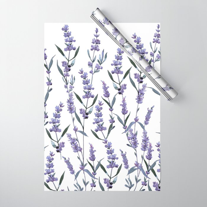 Lavender Watercolour Illustration Wrapping Paper by iconicole