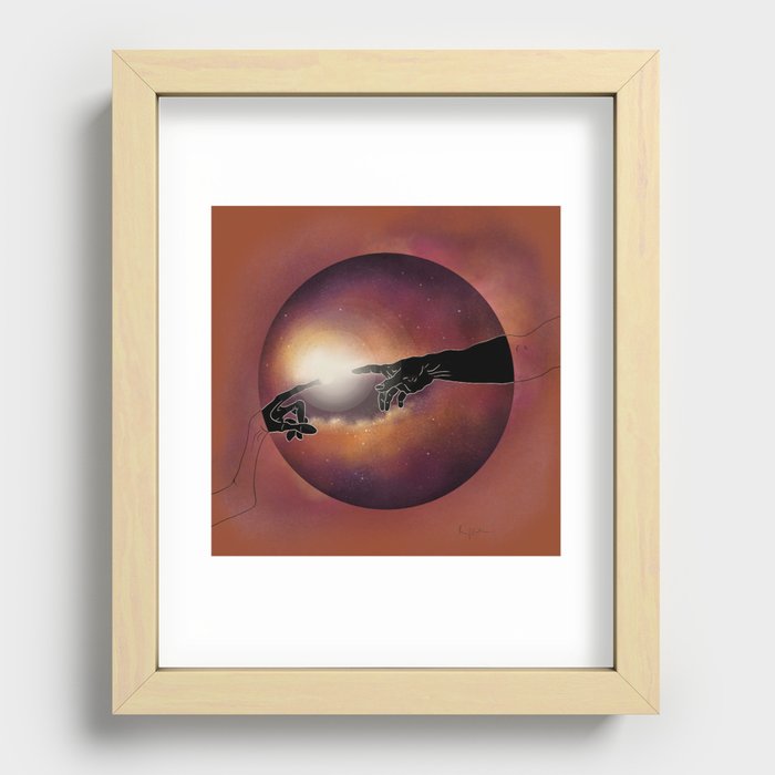 Life in Space - orange Recessed Framed Print