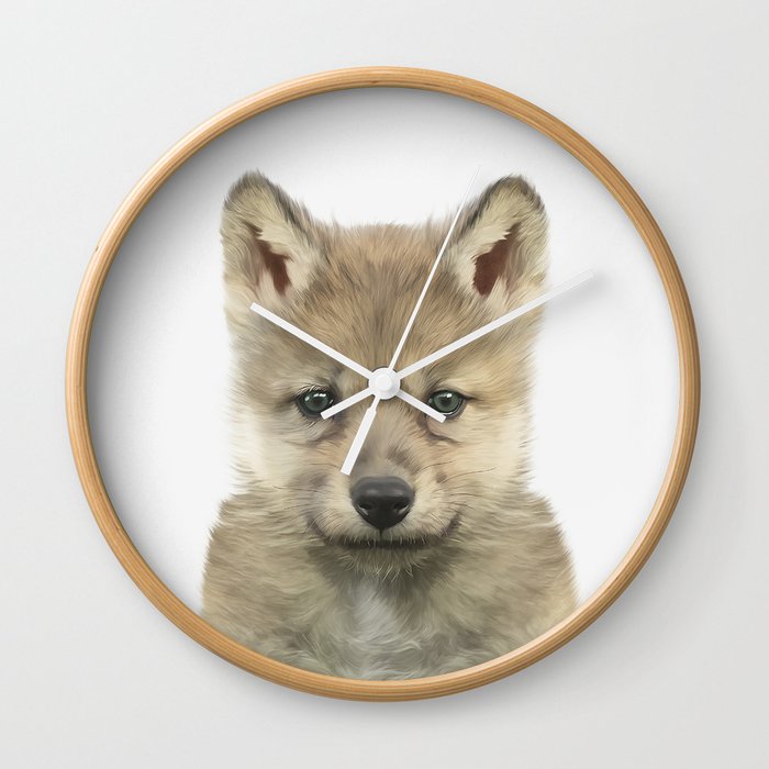 Baby Wolf Wall Clock By Taiprints Society6