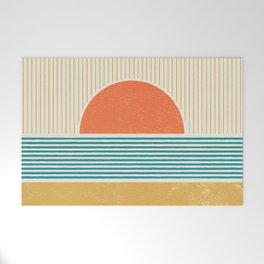 Sun Beach Stripes - Mid Century Modern Abstract Welcome Mat