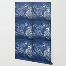 2016 Aprilia RSV4 RF Blueprint Blue Background Wallpaper