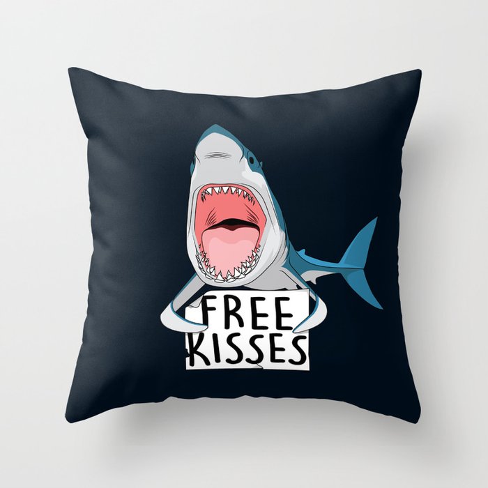 Free kisses (shark version) Throw Pillow