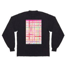 Abstract teal pink lavender watercolor geometrical plaid Long Sleeve T-shirt