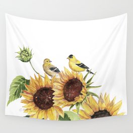 Sunflowers and Goldfinch  Wall Tapestry