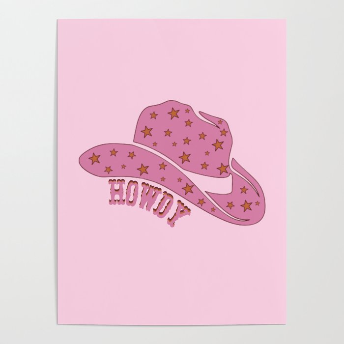 Howdy Cowgirl Hat Poster